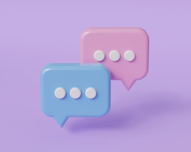 3D-Chat-Blase auf lila Hintergrund 3D-Rendering-Illustration