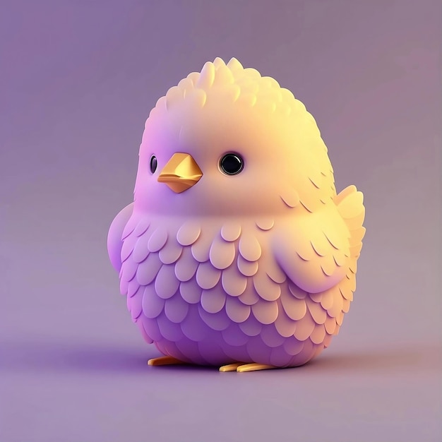 3d chick em fundo sólido 3d renderização personagem de desenho animado