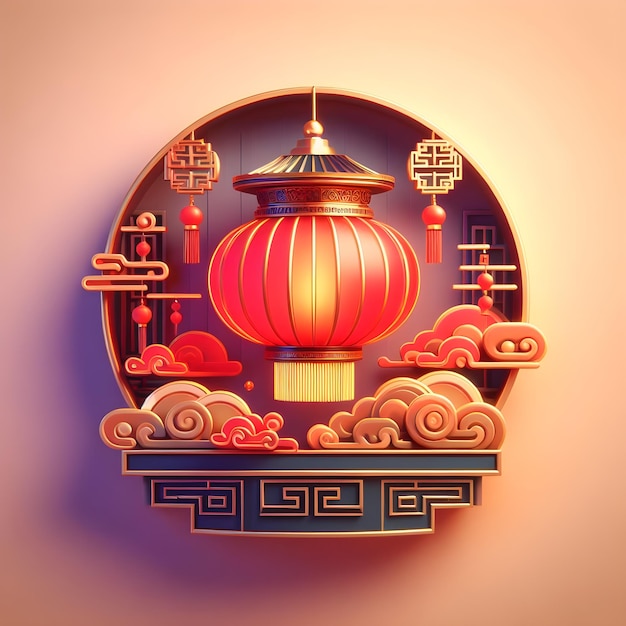 3D-chinesische Lampe Lantern für Neujahrsfeier Dekoration Ornament Design