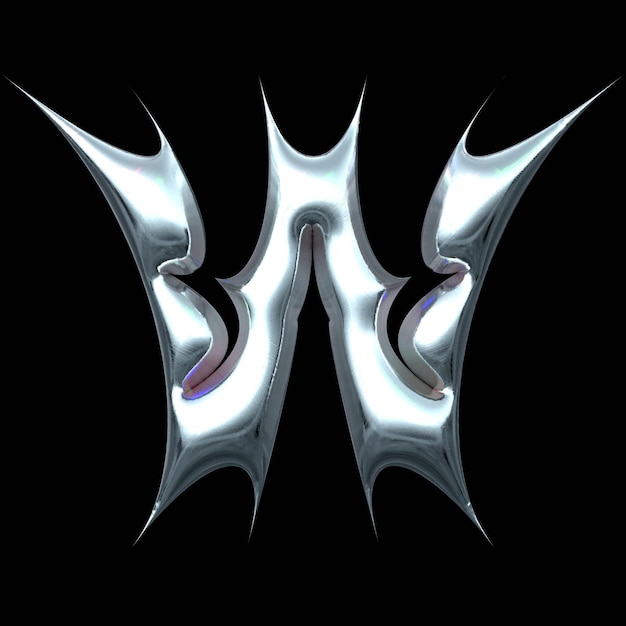 3d-Chrom-Buchstabe w
