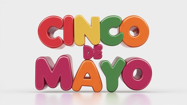 3d CINCO DE MAYO texto aislado sobre fondo blanco