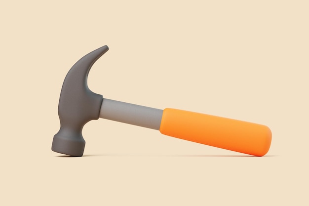 3D Claw Hammer deitado horizontalmente em fundo bege