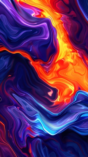 3D colores giratorios vibrantes que representan la energía del núcleo fundido de la Tierra creando una dinámica