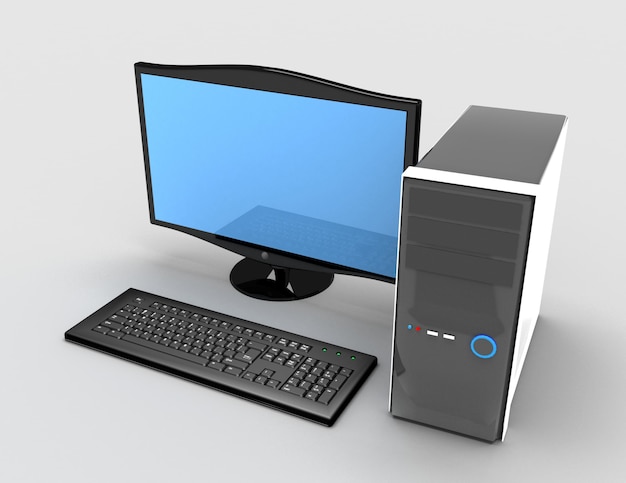 3D. Computador, PC de mesa, PC.