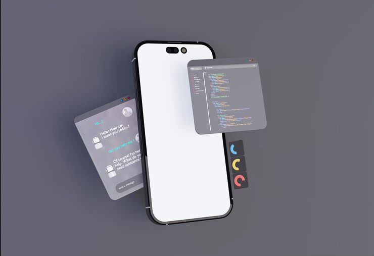 Foto 3d computer ai robot chatbot web uiux software programming algorithms 3d rendering illustration
