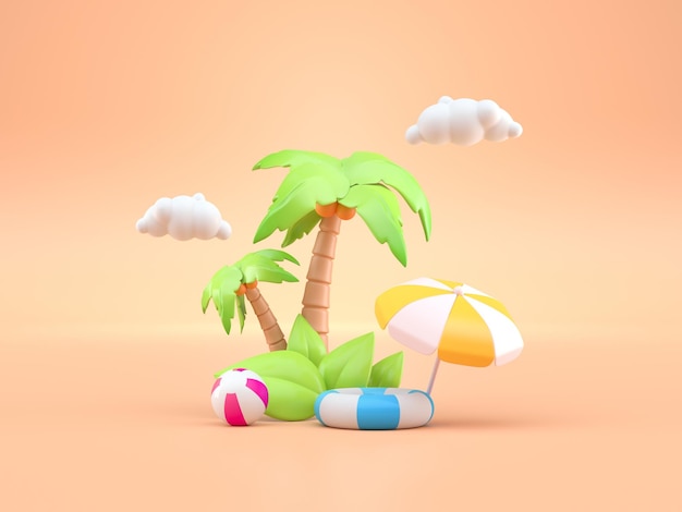 3D conceito de férias de verão renderização 3D