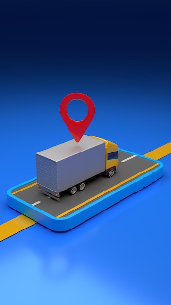 3d conceito de serviço de aplicação logística rede logística global smartphone e embalagem em whit
