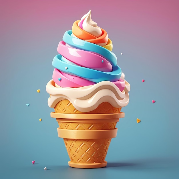 3d cone de sorvete vetor de desenho animado ícone ilustração bebida ícone de comida isolado vetor plano