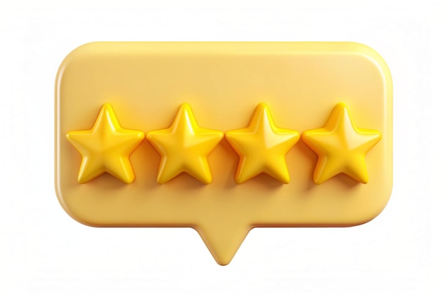 3D Conjunto de estrelas amarelas em Speech Bubble Pesquisa de feedback on-line ou conceito de revisão Vector moderno e moderno em estilo 3D