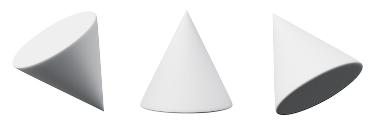 Foto 3d cono blanco representación realista del objeto de geometría básica