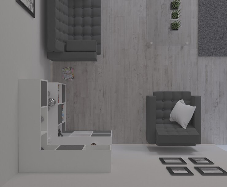 Foto 3d contemporânea living room interior e mobiliário moderno