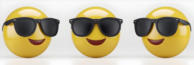 3D-Cool-Sonnenbrille-Emoji-Trio Spaß und stilvoller Ausdruck