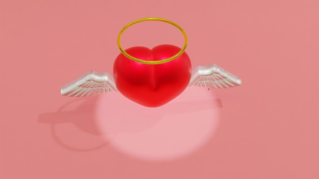 3D Coração de Anjo Querubim Encanto Um Coração Gordo Anjos Valentine Waltz