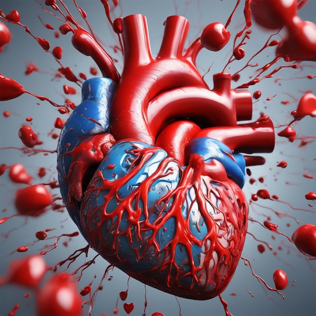 3d Coração Humano Coração Ultra Detalhe Hiperrealismo Composição Complexa Luz Dinâmica Fundo Aleatório