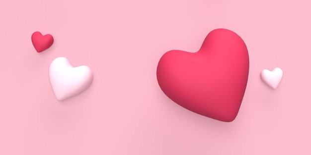 3d corazón de amor para el fondo romántico o concepto de boda prestados