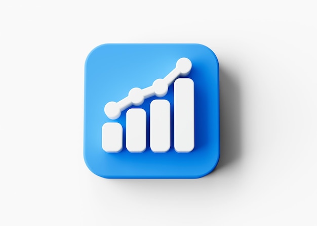 3d Crecimiento de negocios o progreso financiero estadístico Símbolo de gráfico con icono azul Ilustración 3d