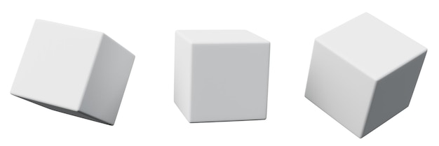 3D Cube White renderização realista do objeto de geometria básica