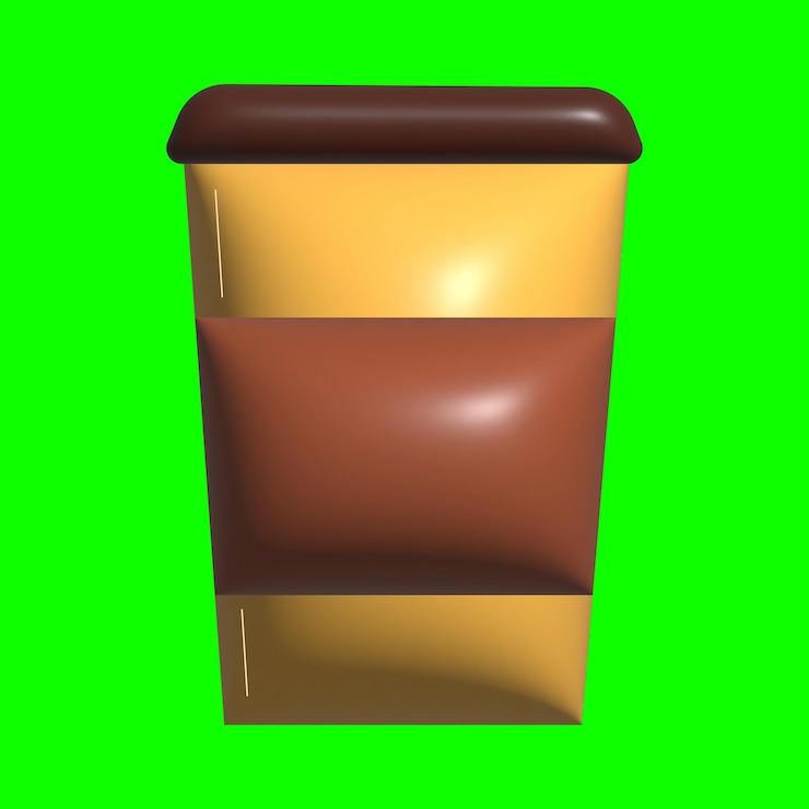 Foto 3d cup coffee asset com um fundo de tela verde