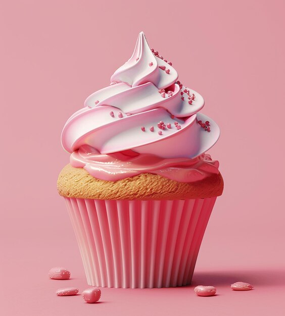 3d cupcake com cobertura rosa