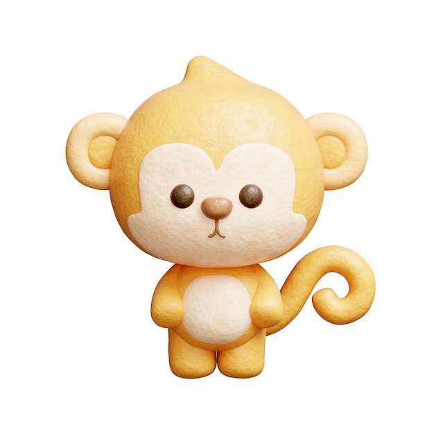 3D-Cute-Affen stehen Cartoon-Tierfigur 3D-Rendering