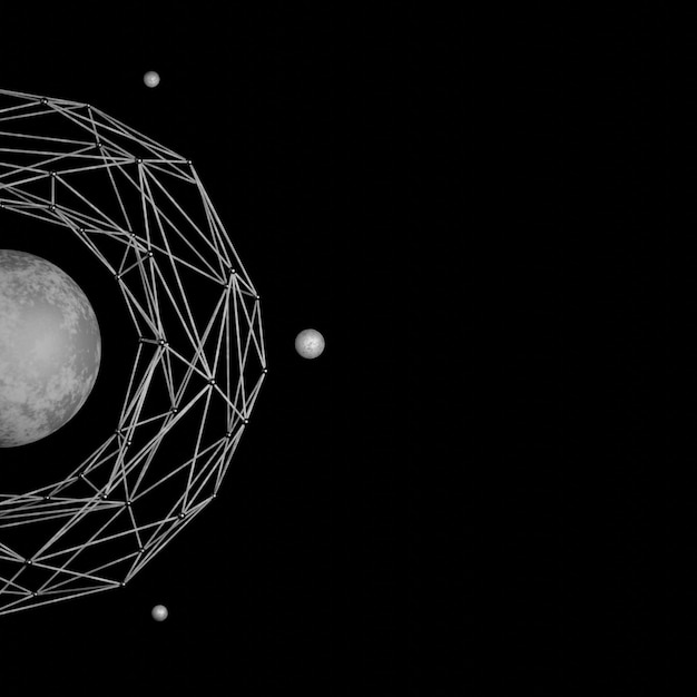 3D-Darstellung abstrakter einfacher moderner Plexus dunkler Tapetenhintergrund