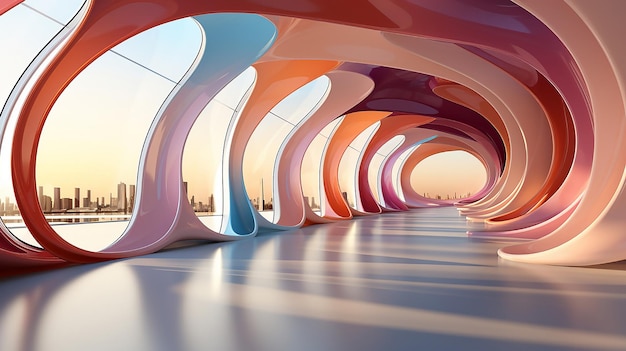 3D-Darstellung abstrakter futuristischer Architektur