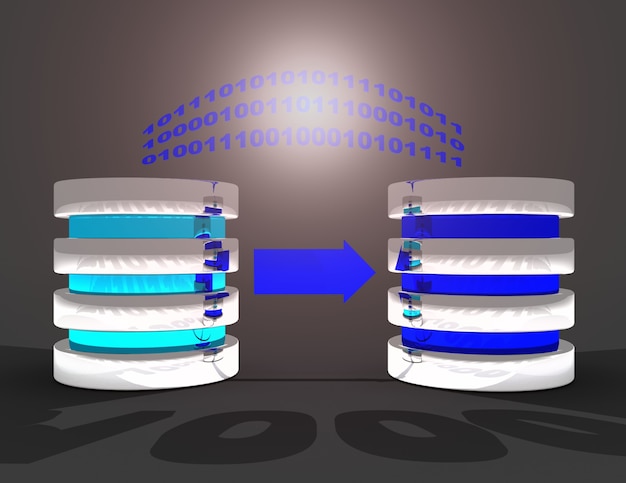 Foto 3d-darstellung. datenbank-backup-konzept