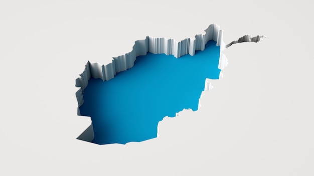 3D-Darstellung der Afghanistan-Karte 3D-innere extrudierte Karte Sea Depth mit innerem Schatten