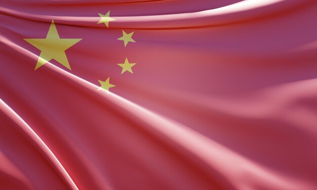 3D-Darstellung der China-Flagge auf gewelltem Stoff