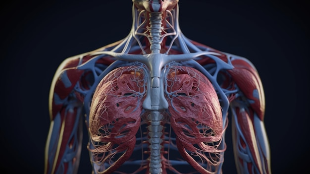 3D-Darstellung der menschlichen Anatomie des Brustdiaphragmas