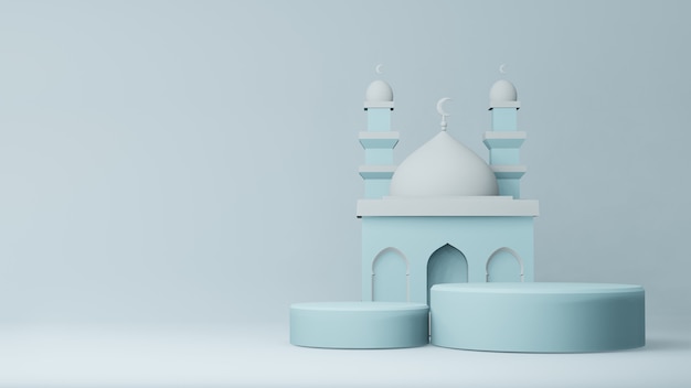 3D-Darstellung der Moschee mit Podien