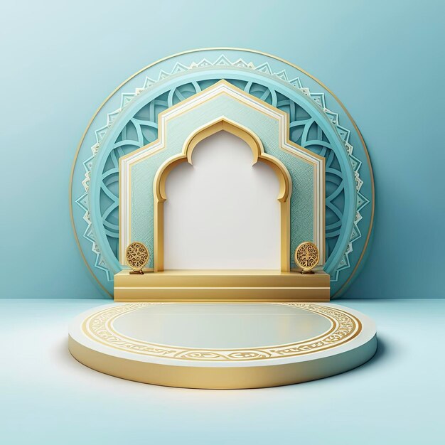 3D-Darstellung der Moscheenbühne für Podiums- oder Ramadan-Produktpräsentation
