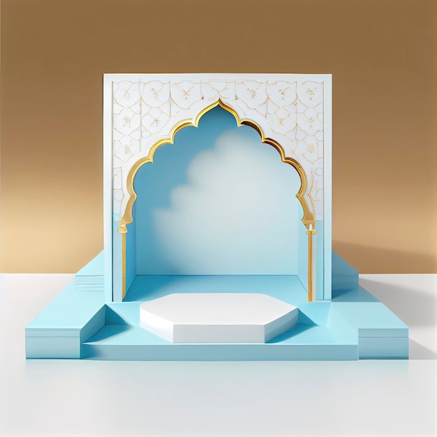 3D-Darstellung der Moscheenbühne für Podiums- oder Ramadan-Produktpräsentation