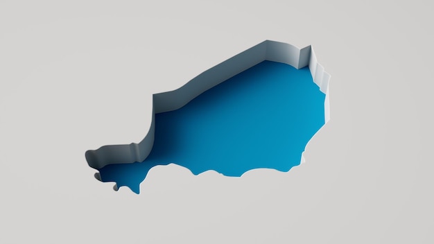 3D-Darstellung der Niger-Karte 3D-Innenextrusionskarte Sea Depth mit innerem Schatten