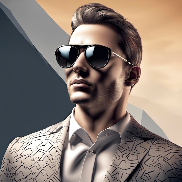 3D-Darstellung der Person mit Sonnenbrille