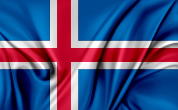 3D-Darstellung der wehenden Textur der isländischen Flagge