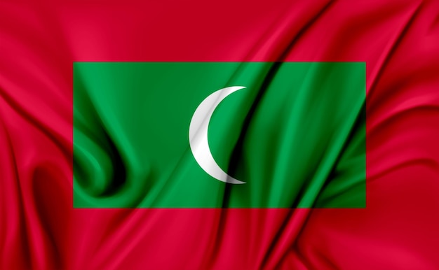 3D-Darstellung der wehenden Textur der Malediven-Flagge
