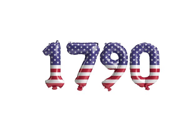 3D-Darstellung des Ballons von 1790 mit den Farben der USA-Flagge isoliert auf weißem Hintergrund