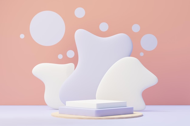 3D-Darstellung des Beauty-Podiums mit sehr Peri-Farbe des Jahres 2022 Design für Produktpräsentation und Werbung. Minimaler Pastellhimmel und verträumte Landszene. Romantik-Konzept.