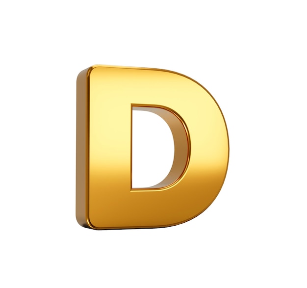 3D-Darstellung des D-Alphabets isoliert auf weißem Hintergrund