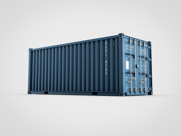 3D-Darstellung des Frachtcontainers oder des Versandcontainers für Logistik und Transport, inklusive Beschneidungspfad.