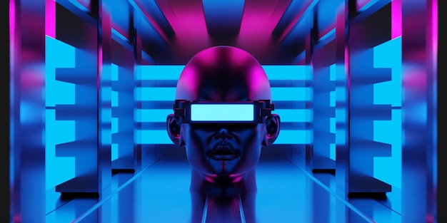 Foto 3d-darstellung des gaming-hintergrunds abstrakter cyberpunk-stil des gamer-tapeten-neonlichts von scifi-metaverse