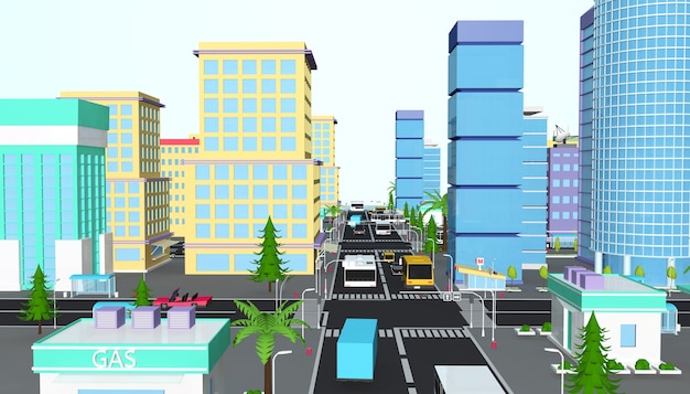 3D-Darstellung des Geschäftskonzepts des isometrischen Stadtwohngebäudes