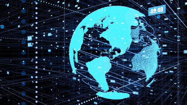 3D-Darstellung des globalen Online-Internet-Netzwerkkonzepts