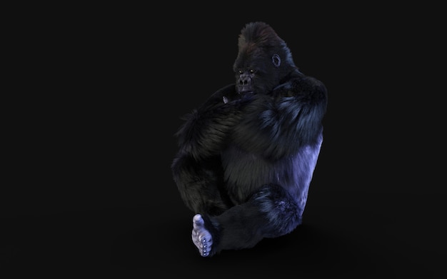 3D-Darstellung des Gorillas auf dunklem Hintergrund