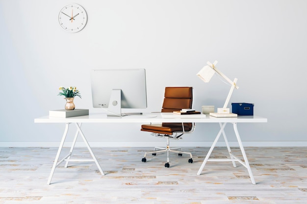 3D-Darstellung des modernen Computerarbeitsplatz-Setups