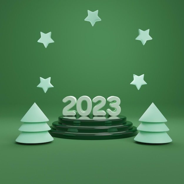 3D-Darstellung des neuen Jahres 2023