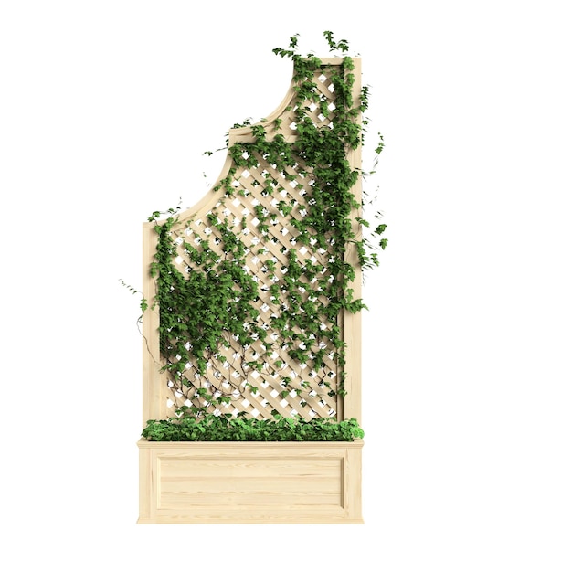 3D-Darstellung des Pflanzgefäßes mit Spalier isoliert auf weißem Hintergrund