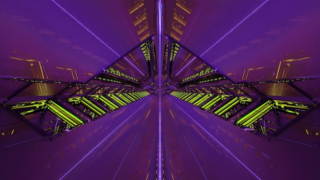 3D-Darstellung des violetten symmetrischen Tunnels 4K UHD