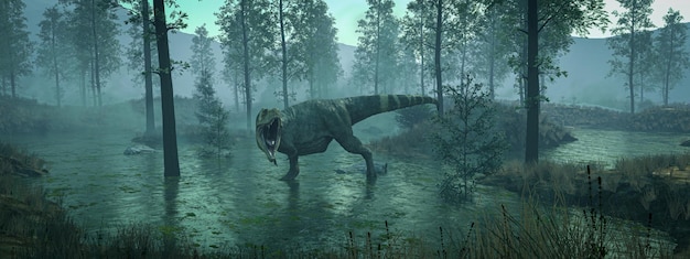 3D-Darstellung Dinosaurier Tyrannosaurus Rex in der Antike